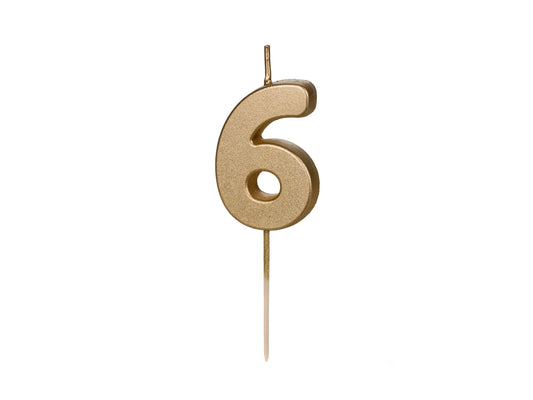 Geburtstagskerze Ziffer 6, 4.5 cm, Gold