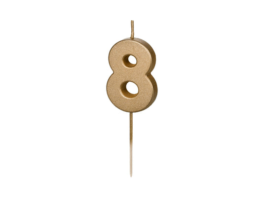 Geburtstagskerze Ziffer 8, 4.5 cm, Gold