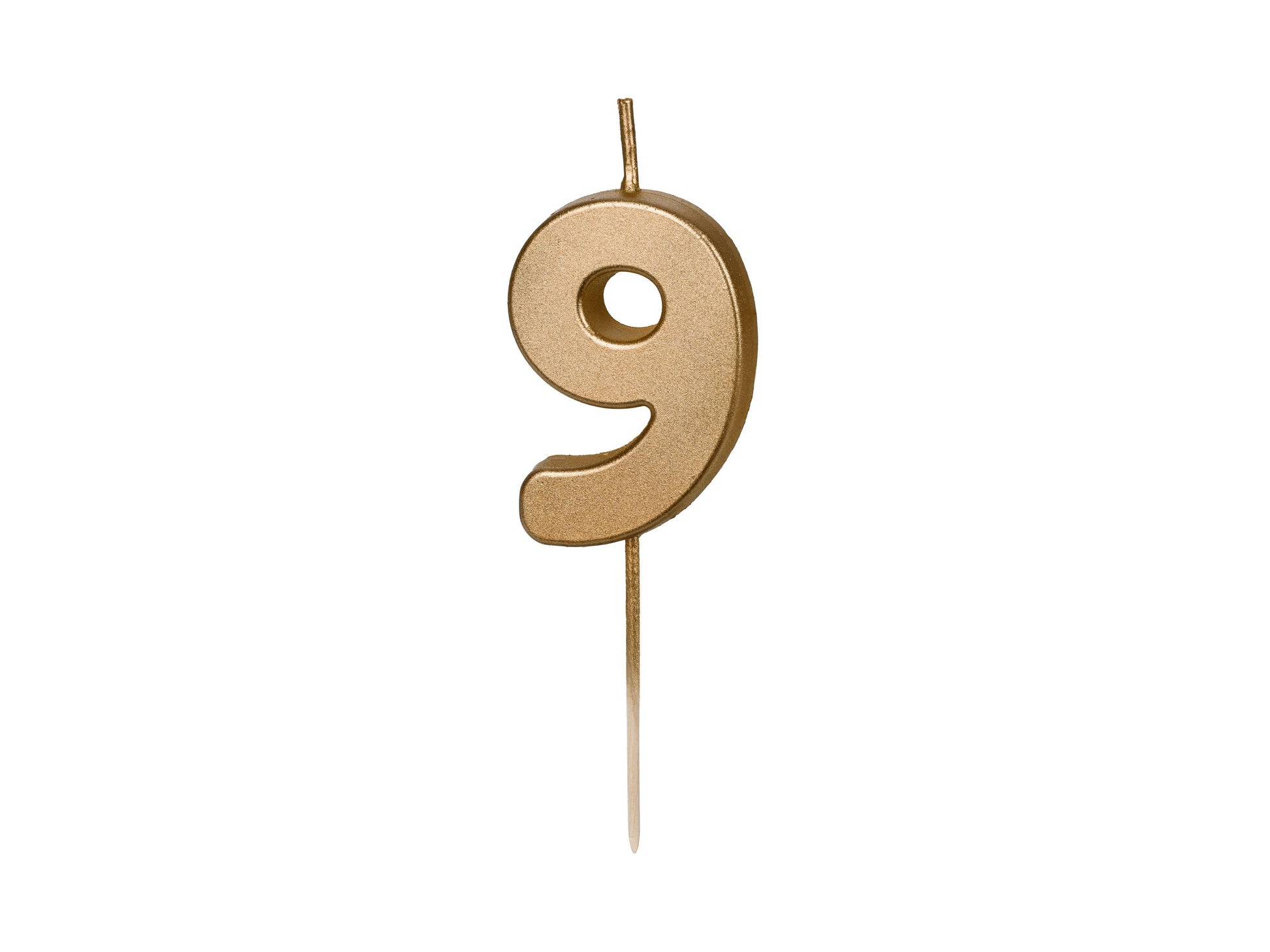 Geburtstagskerze Ziffer 9, 4.5 cm, Gold
