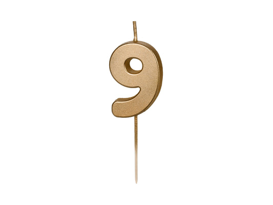 Geburtstagskerze Ziffer 9, 4.5 cm, Gold