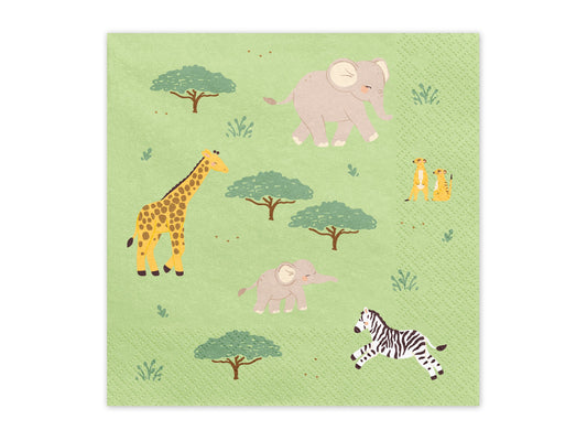 Servietten Safari, 33x33 cm, Mix