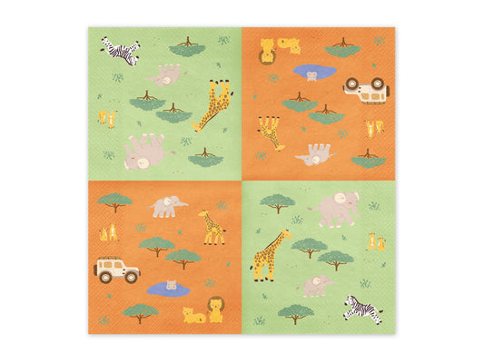 Servietten Safari, 33x33 cm, Mix