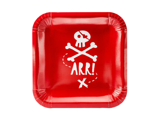 Teller Piraten, rot, 20x20cm