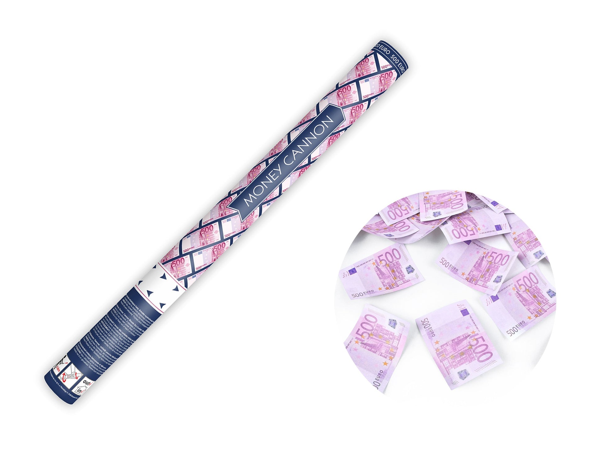 Konfettikanone mit 500-Euro-Scheinen, 60cm