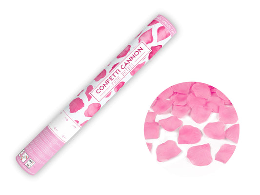 Konfettikanone mit Rosenblättern, rosa, 40cm