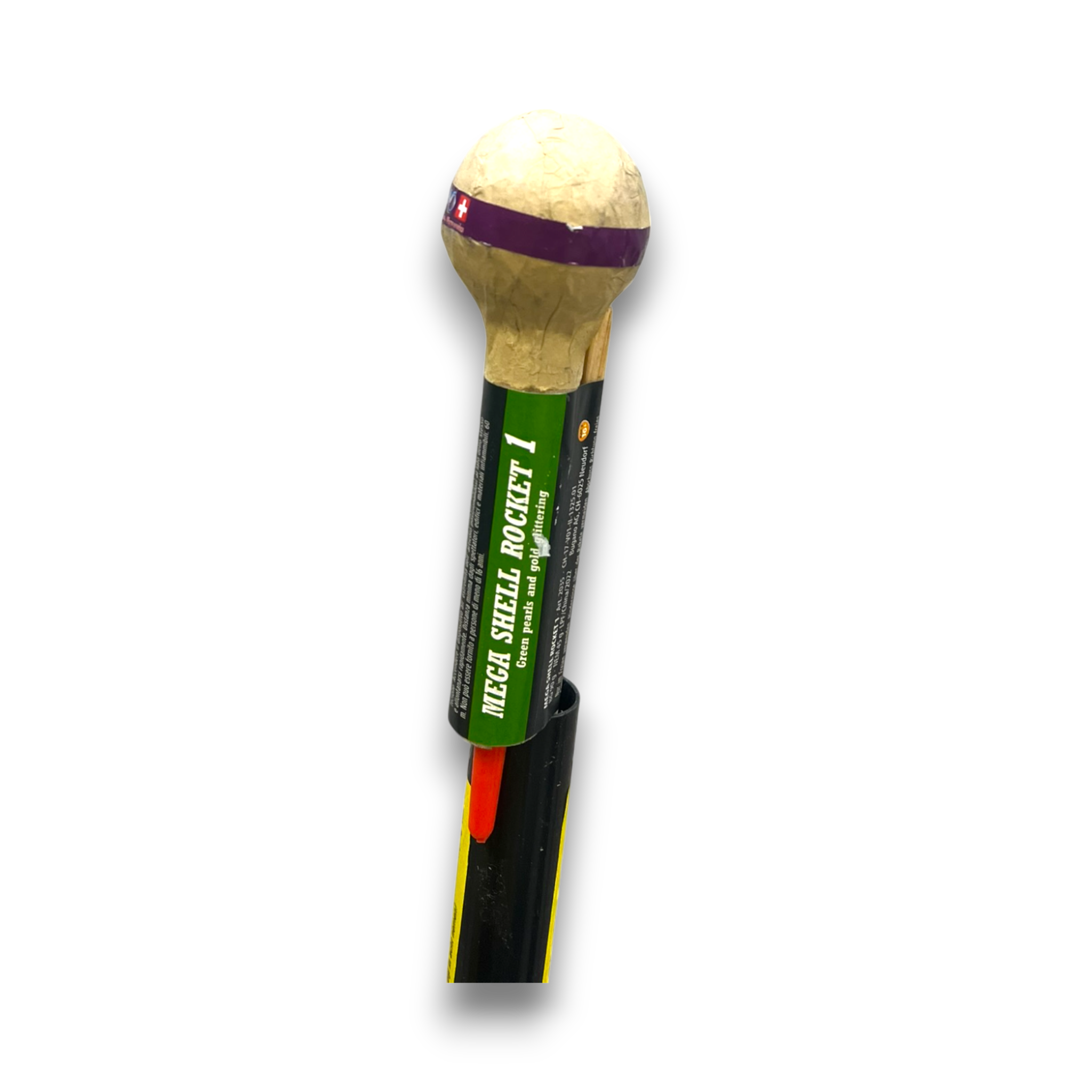 Display Shell Rockets To642 Shell Rocket 1 grün gold – Feuerwerk & Pyrotechnik AG