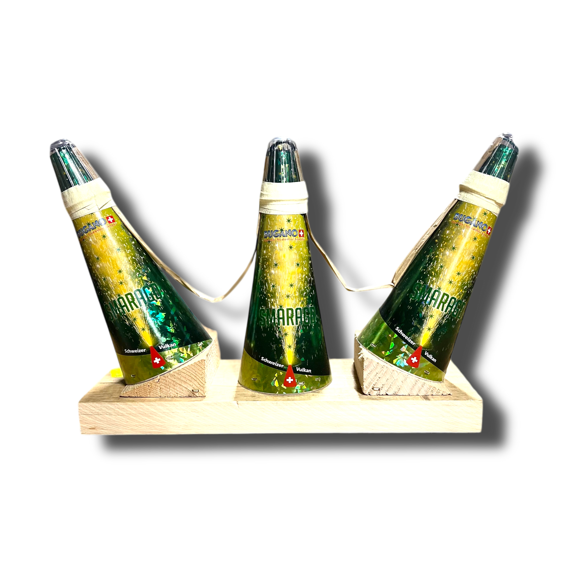 Smaragd 3er Vulkanfächer - Feuerwerk & Pyrotechnik