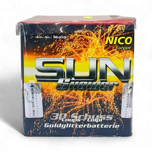 Sun Shower Batterie – mehrschüssige Feuerwerksbatterie für Shows