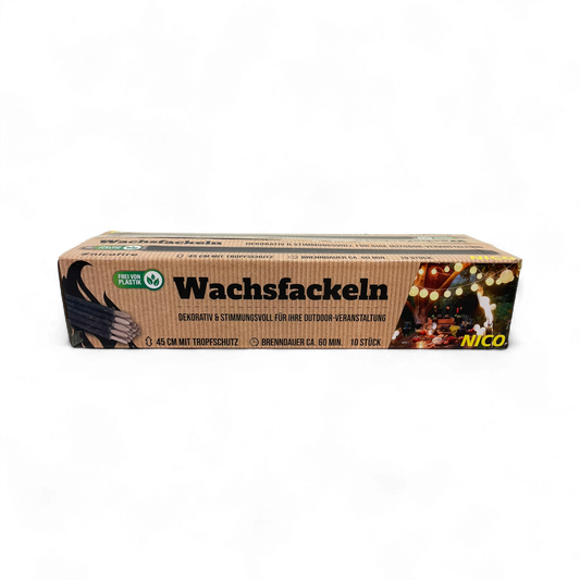 Wachsfackel 10er Karton – Feuerwerksartikel jetzt reservieren