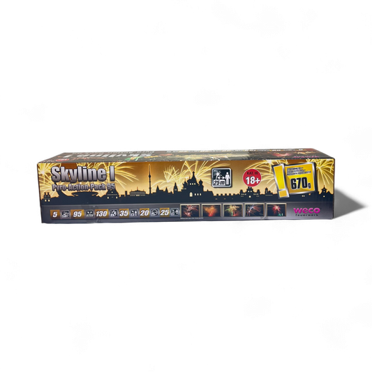 Skyline I Batterie, Pyro-Action-Pack – mehrschüssige Feuerwerksbatterie für Shows